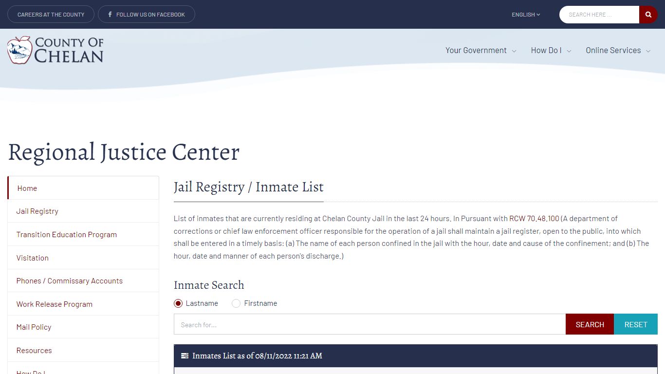 Chelan County Regional Justice Center - Jail Registry ...