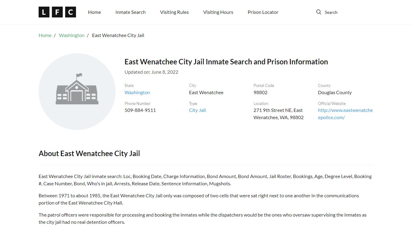 East Wenatchee City Jail Inmate Search, Visitation, Phone ...